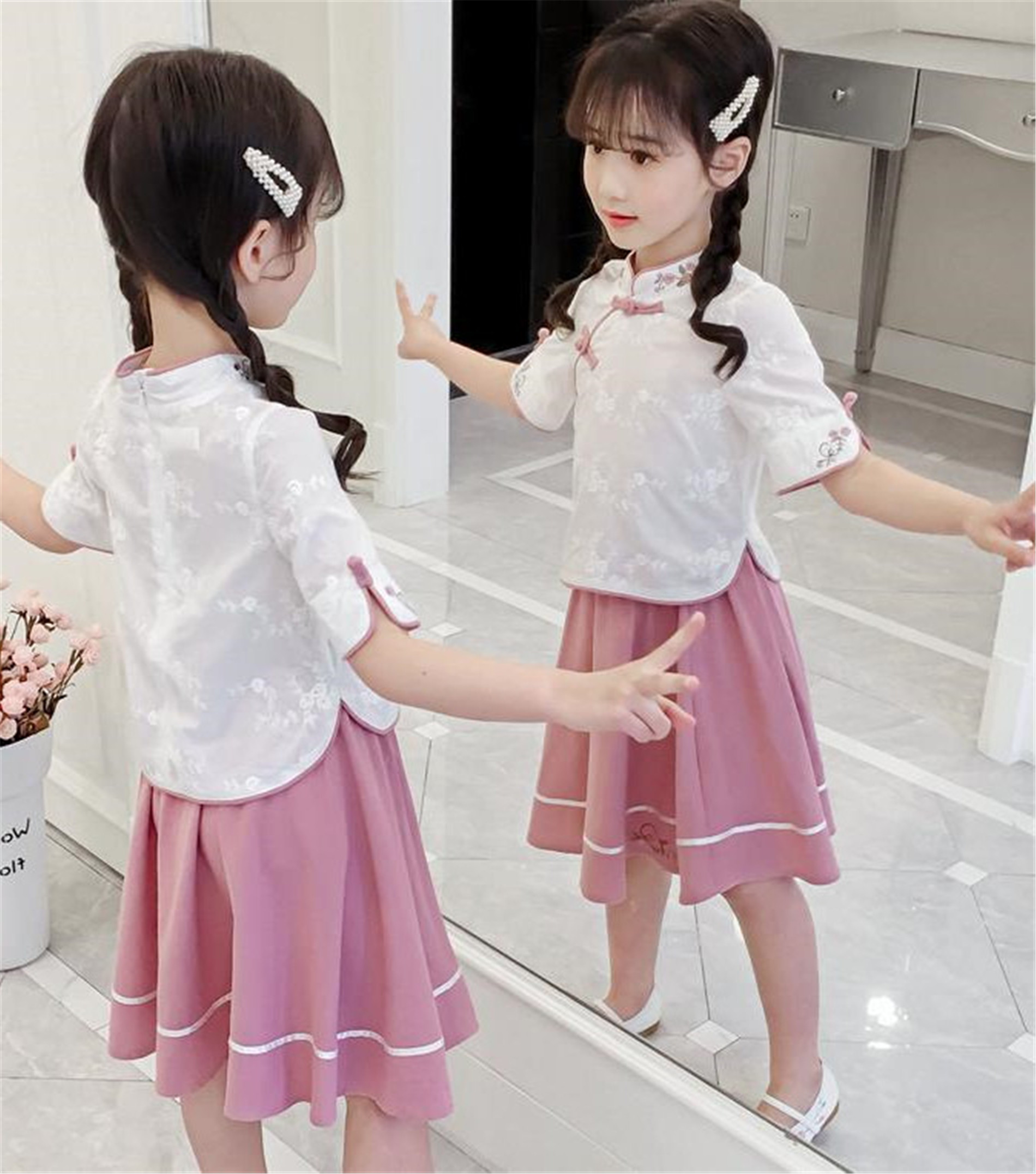 汉服女童唐装夏装中国风古风襦裙儿童小女孩夏季童装古装超仙大童|ruв категории Детская одежда, детей ципао/костюм/национальная одежда, костюм - от Buy2taobao.com для оказания профессиональной услуги покупки агента Taobao