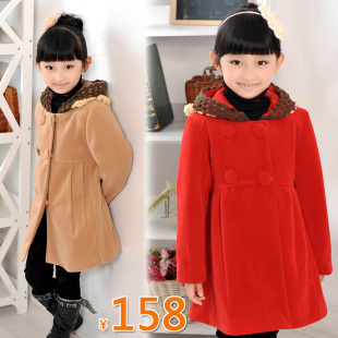  女童呢子大衣秋冬儿童韩版棉风衣 大童装新款外套