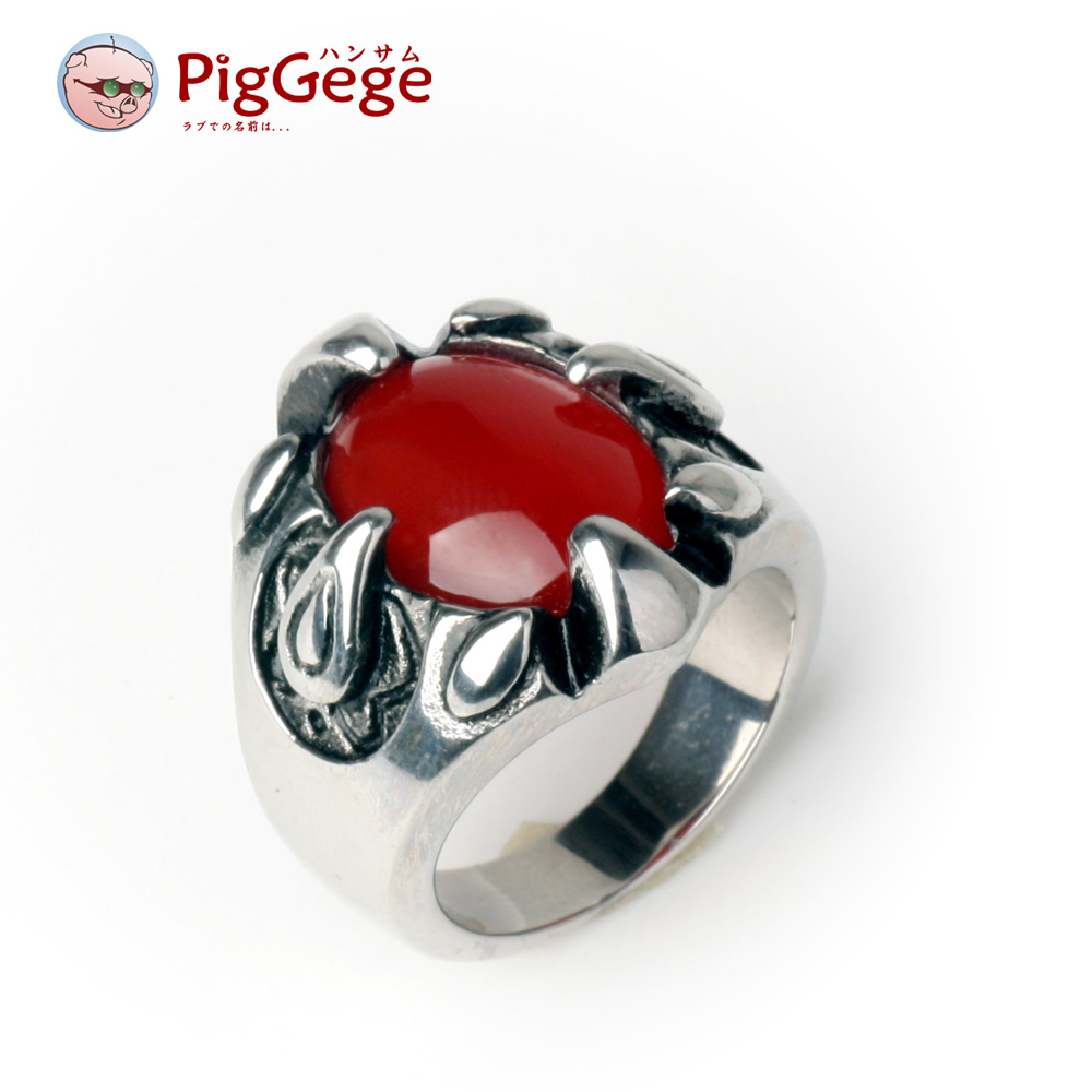 piggege皮哥哥 黑玛瑙钛钢男士戒指 潮男戒朋克韩版指环男款戒指 piggege皮哥哥 黑玛瑙钛钢男士戒指 潮男戒朋克韩版指环男款戒指
