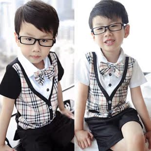  包邮童装 男童女童套装夏装新款 宝宝学院风儿童运动休闲套装