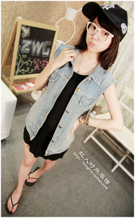 亏本包邮316~ 韩版帅气百搭<em>大版</em>牛仔无袖<em>马甲</em>