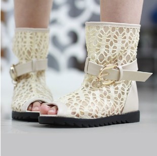  夏季新款女童蕾丝镂空透气儿童凉鞋韩版女童罗马凉靴公主凉鞋