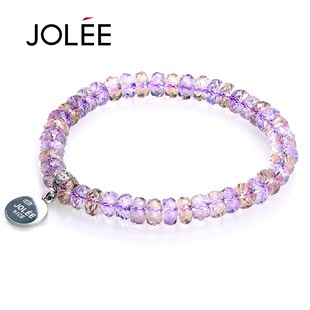  JOLEE 纯天然紫黄水晶手链 女 韩版 时尚 送女友情人节礼物
