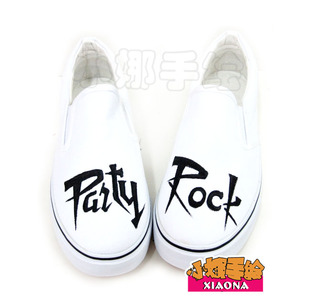  2双包邮 鬼步舞 LMFAO 欧美手绘鞋 party rock男帆布鞋 涂鸦女鞋