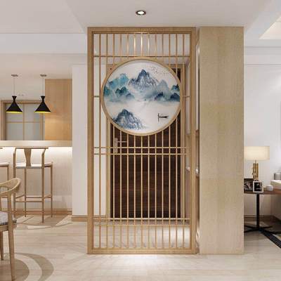 新中式屏风隔断实木镂空客厅禅意玄关斗柜简约花格东阳木雕定制