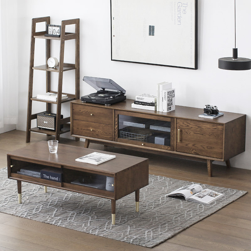 Northern Europe TV cabinet tea table combination modern Minimalist style Small apartment Black walnut Wood color bedroom Solid wood furniture suitin the Business/Office Furniture , Office Furniture , Desk , Office Computer Desk category - from Buy2taobao.com to provide professional Taobao agent buy service