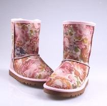 2013新款玫瑰花雪地靴 羊皮毛一体短靴 女 欧美中筒靴 低跟保暖鞋