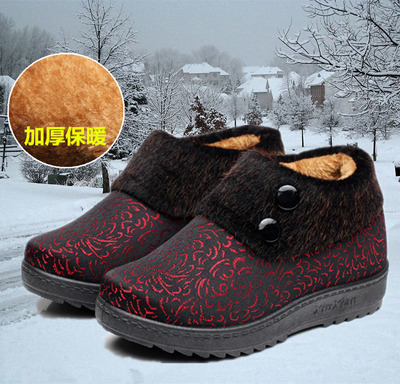冬季老北京布鞋女棉鞋加厚保暖妈妈棉靴厚底防