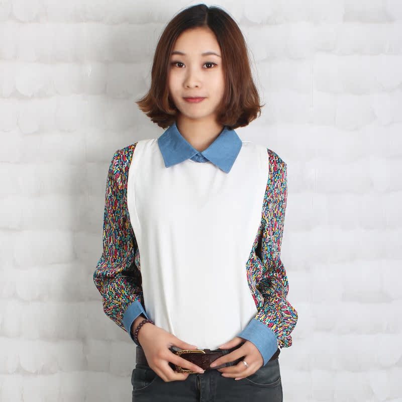 韩版女式雪纺拼接衬...