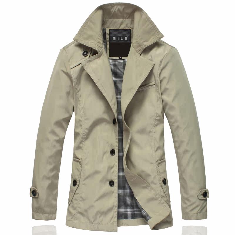 GILE2013 spring-summer men's Korean version flows thin long trench coat in men's jackets men's casual English spring loaded