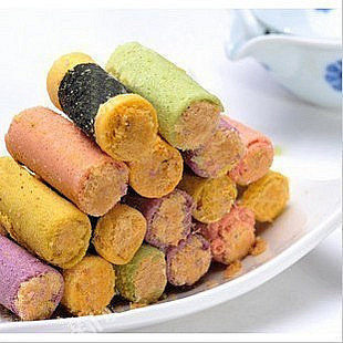  澳门特产正牌 车厘哥夫四宝肉松蛋卷仔250g(紫菜 香芋 原味 芒果