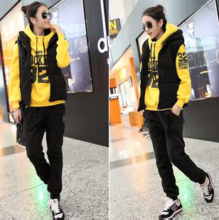  情侣装卫衣三件套加厚连帽年底清仓新款冬装韩版休闲女装外套装