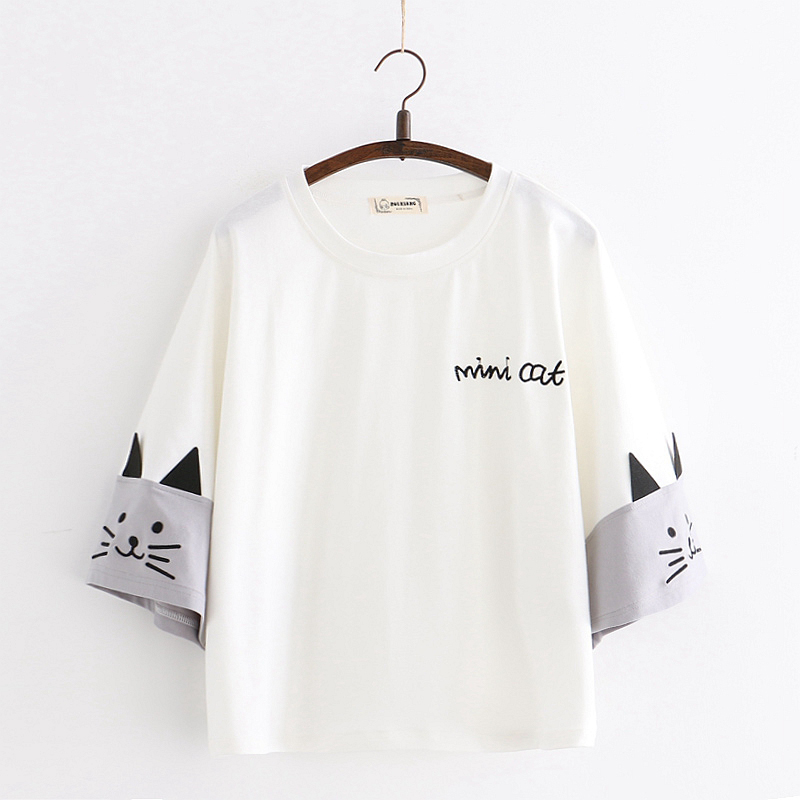 solar system summer Soft sister Easy T-shirt Short sleeved junior middle school student Sleeve lovely Kitty Lazy Dirndlin the Women's clothing/Boutique , T-shirt category - from Buy2taobao.com to provide professional Taobao agent buy service