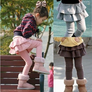  江南Style风靡款 荷叶边假两件裙裤 儿童蛋糕裙 宝宝加绒打底裤