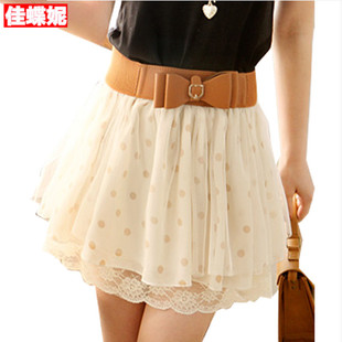  夏装新款女装裙子网纱蕾丝裙韩版短裙蓬蓬高腰裙雪纺裙半身裙