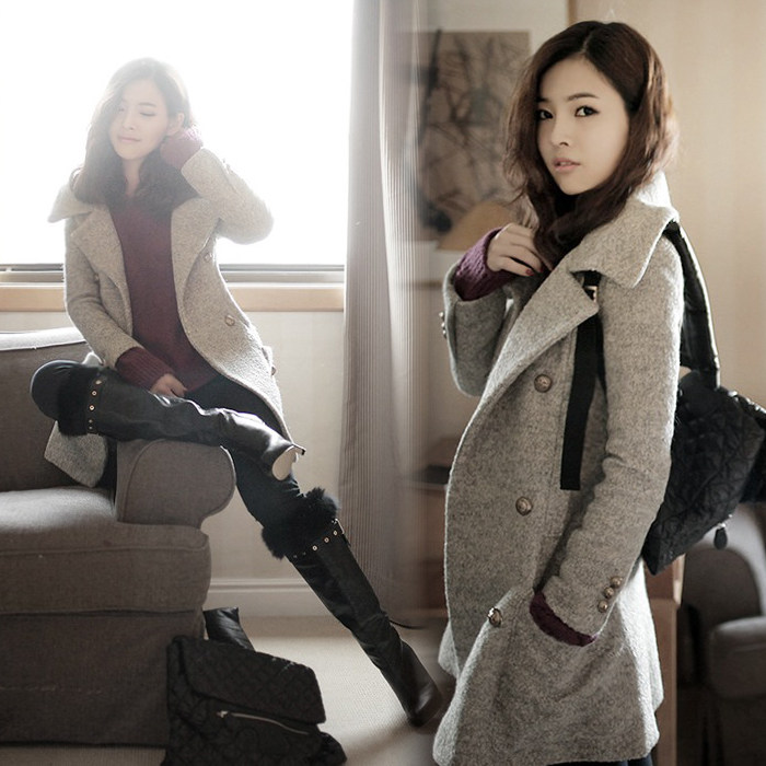2013 spring new Korean fashion Lady ladies woolen cloth wool coats slim padded warm coat women