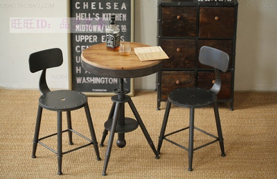 标题优化:美式复古铁艺咖啡厅桌椅组合洽谈休闲阳台户外酒吧桌椅套件实木