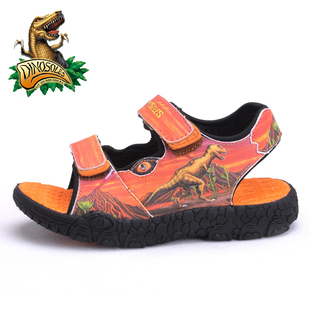  正品独特恐龙儿童运动鞋夏季童鞋男童超轻软底闪灯沙滩套趾凉鞋