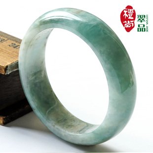  礼尚翠品 缅甸翡翠手镯a货老坑特价飘花宽圆条玉石手镯玉镯子女款