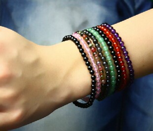  七轮吾素正品天然水晶手链女 款饰品 碧玺手链混塔风格