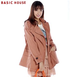  Basic House百家好春装新品女式糖果色纯棉裙摆宽松风衣HMJK225A