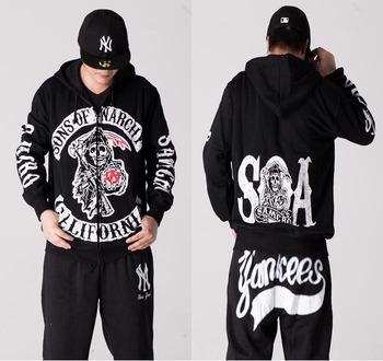 卫衣<em>搭配</em>_骷髅头印花hiphop街舞滑板帽衫 <em>拉链</em>