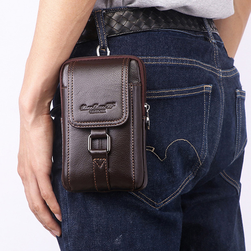 man genuine leather Waist pack multi-function Removable 5.5-6 Mobile phone bag Belt Mini Messenger One shoulder Small bagin the Leather/Lady bags/Men's bag, Phone package category - from Buy2taobao.com to provide professional Taobao agent buy service