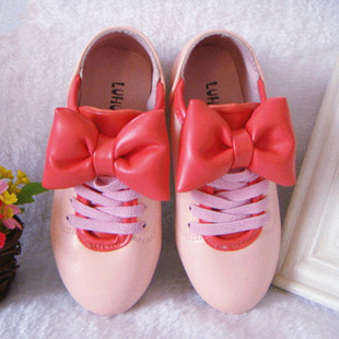  春秋款韩版儿童鞋 女童蝴蝶结松紧带公主单鞋防滑软底PU皮鞋