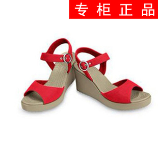  专柜正品crocs卡洛驰 哈娜妮坡跟鞋 凉鞋 鱼嘴帆布淑女款 高跟鞋