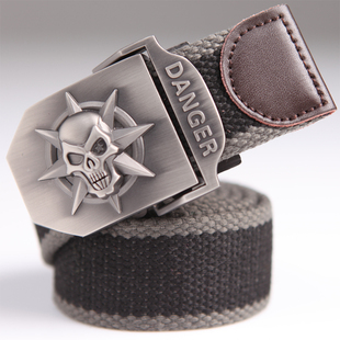 特价包邮帆布腰带男士加厚户外休闲加长皮带韩版个性潮裤带骷髅头