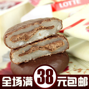  韩国原装进口 朝鲜族传统夹心糕点 乐天巧克力打糕派 6枚入168g