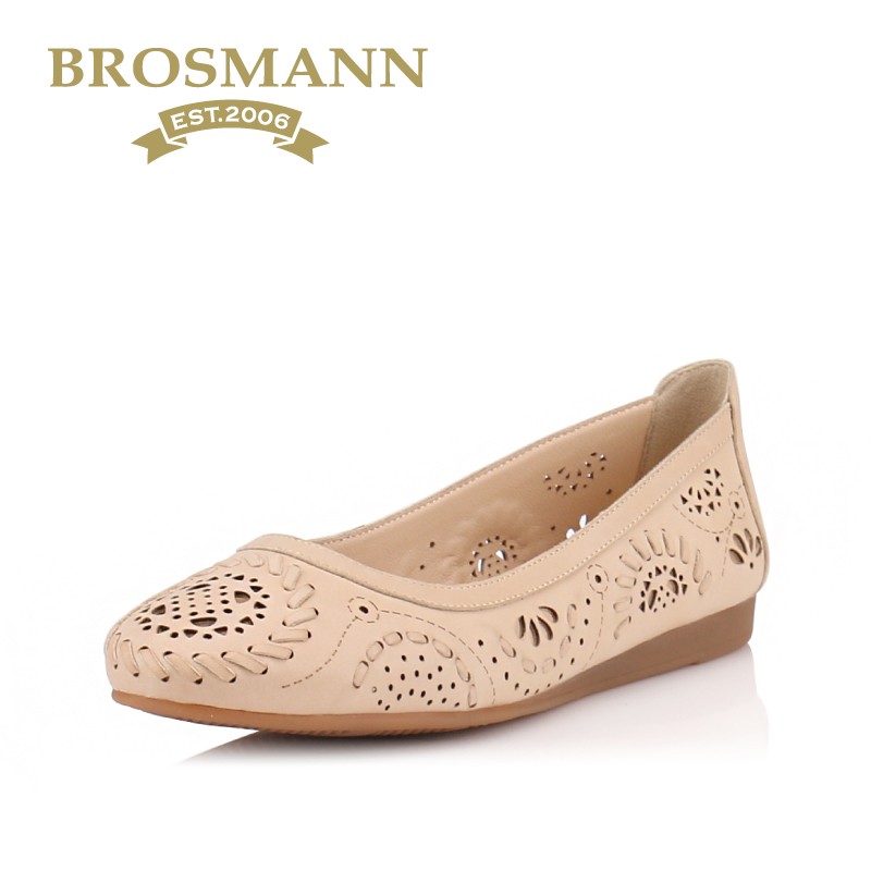 BROSMANN/ Treasure Schuhmann 2018 Spring and summer New products cowhide modelling Hollow Round Flat bottom Single shoes Z50715in the Women's Shoes, Low shoes category - from Buy2taobao.com to provide professional Taobao agent buy service