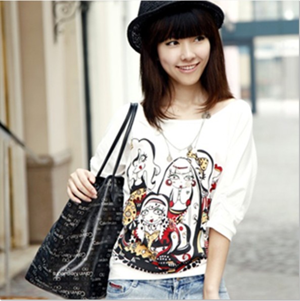 宽松中袖五分袖T恤大码...