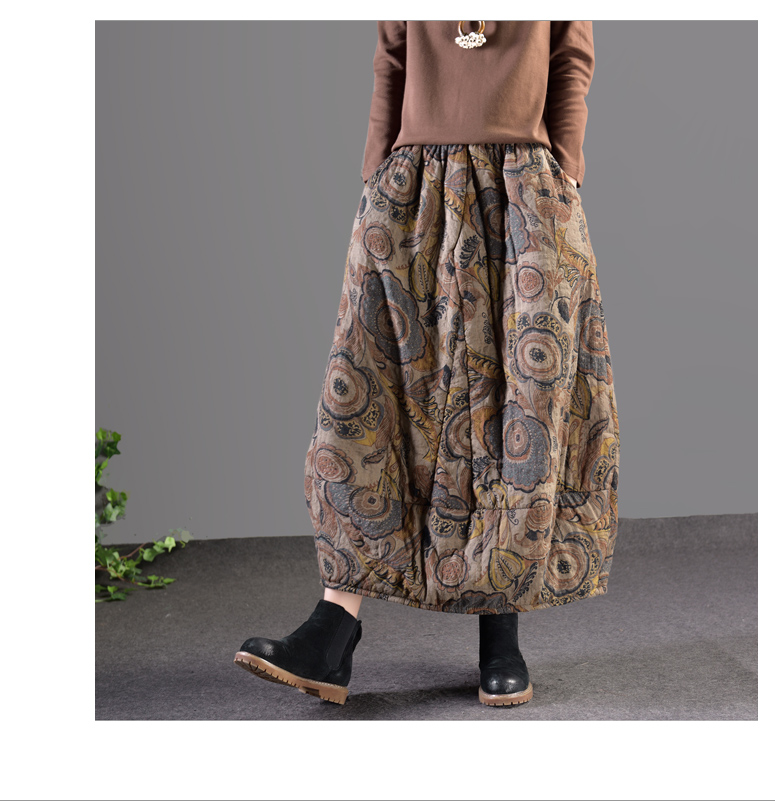 Yuanyuan U.S. clothing Retro Ethnic style printing Easy Cotton clip thickening Cotton and hemp skirt Bud skirt The dress Autumn and winterin the Women's clothing/Boutique , Skirts category - from Buy2taobao.com to provide professional Taobao agent buy service
