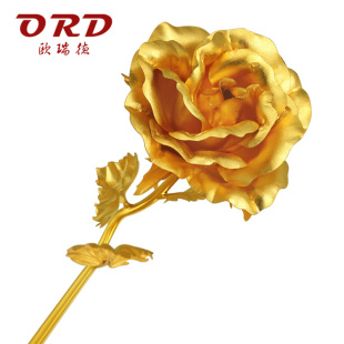  欧瑞德 24k金箔镀金玫瑰花送老婆 浪漫情人节送女友刻字创意礼物
