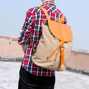  个性韩版学院风书包 男式背包 男生双肩包 帆布耐用包旅行包包 男