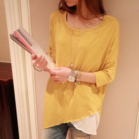 时尚彩色宽松7分袖...