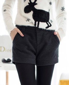 女士精品2013秋冬呢<em>短裤女</em>韩版加厚<em>冬季大码</em>