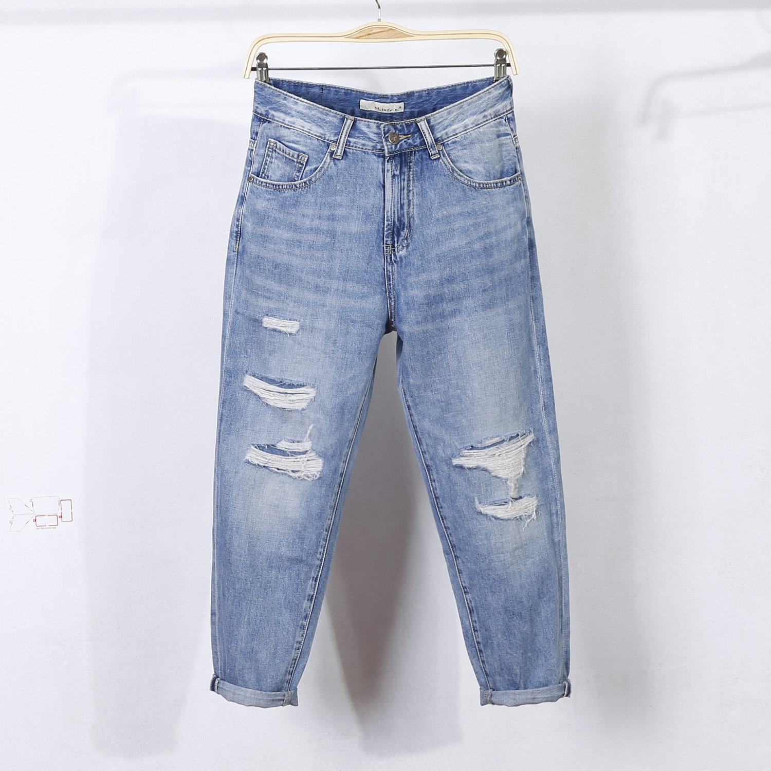 Small shop high-end comfortable cowboy Easy Light colour Thin material hole Jeans Retro loose trousersin the Women's clothing/Boutique , Jeans category - from Buy2taobao.com to provide professional Taobao agent buy service
