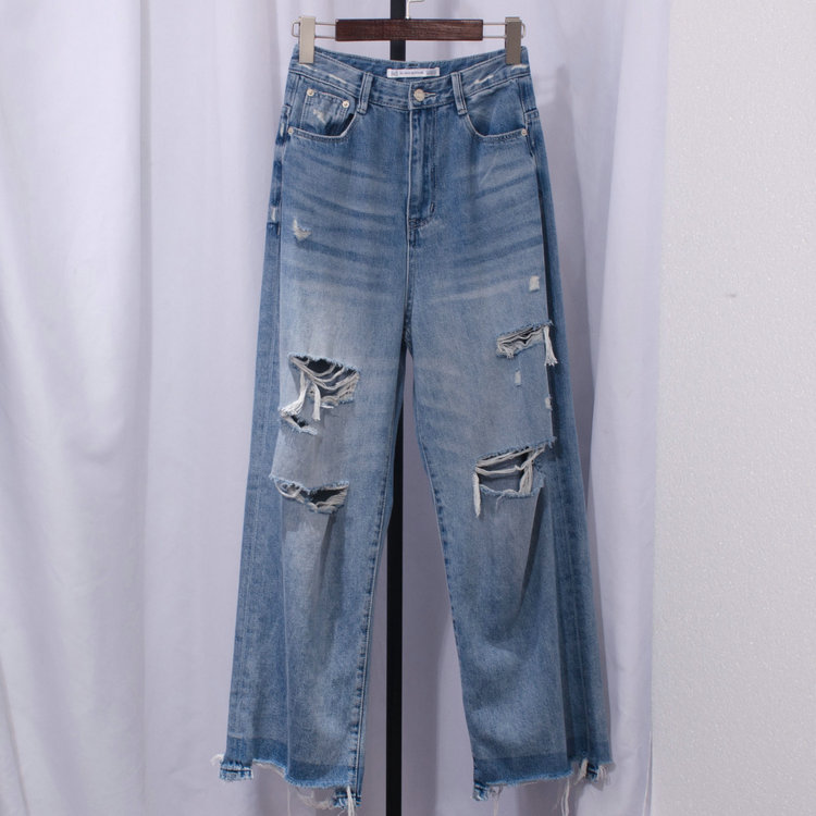 New shops 2019 summer hole Paige Jeans Flash Beggar pants Easy Mopping the floor Wide leg pants trousersin the Women's clothing/Boutique , Jeans category - from Buy2taobao.com to provide professional Taobao agent buy service