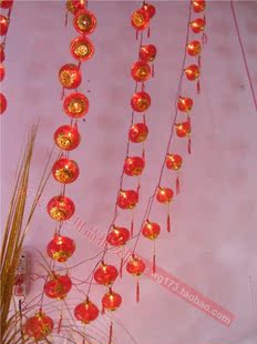  春节红灯笼布置结婚 新年装饰 挂饰婚庆小红串灯 水晶串灯笼批发