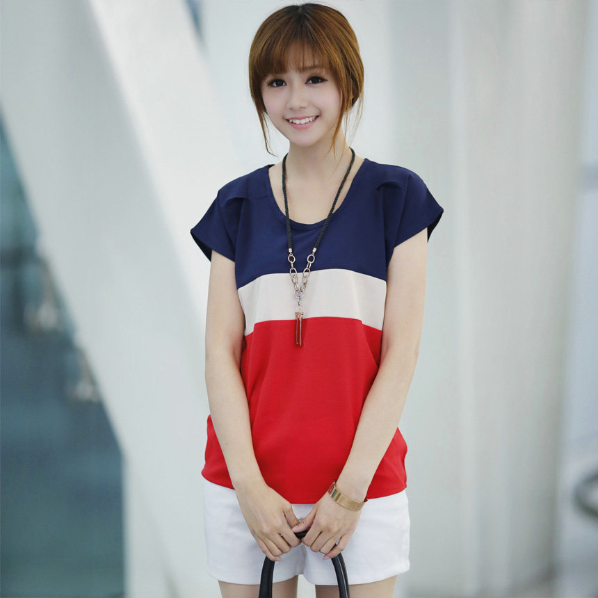 2013 summer dress new style t-han bat t shirts women's plus size short sleeve mixed colors loose chiffon crisp linen shirt
