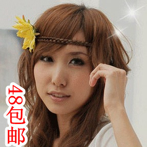  弹力麻花编织假发 欧美复古儿童/成人发辫发带辫子发箍头箍