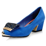 2013 new spring and summer women's singles shoes with thick dermis with Europe and the United States fashion casual <span class=H> </span> <span class=H> Shoes Rhinestone metal head </span>