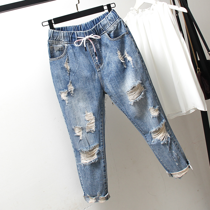 Big size dress Ripped jeans 2019 Summer new fat mm200 Easy Show thin Ninth pantsin the Women's clothing/Boutique , Large size women category - from Buy2taobao.com to provide professional Taobao agent buy service