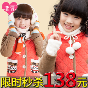  童装女童棉衣外套韩版加绒棉袄儿童棉服冬装 灯芯绒要要