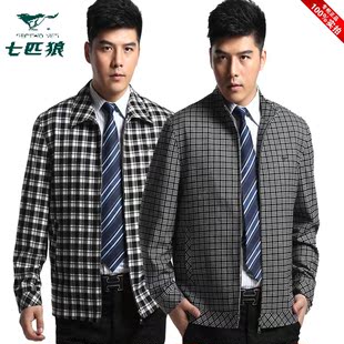  Septwolves/七匹狼中年男装夹克 春装新款夹克衫格子休闲外套