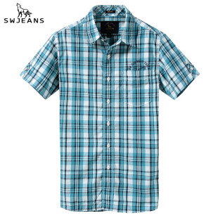  【品牌团159】七匹狼短袖衬衫 夏装新品 男士 纯棉衬衫 正品男装