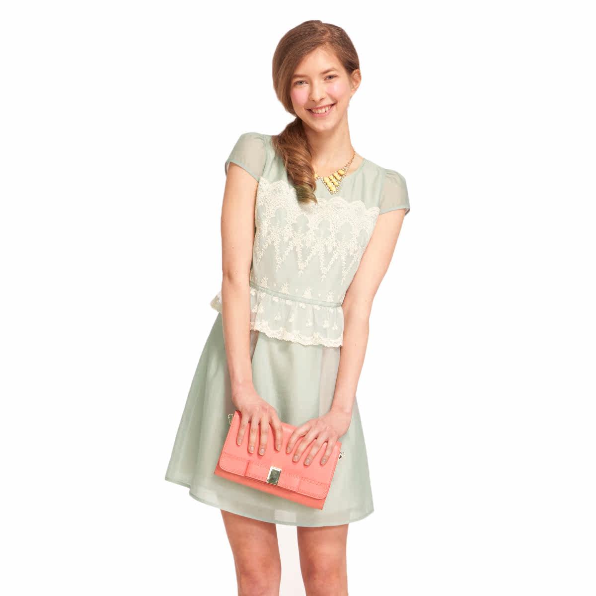 Women short sleeve lace dress