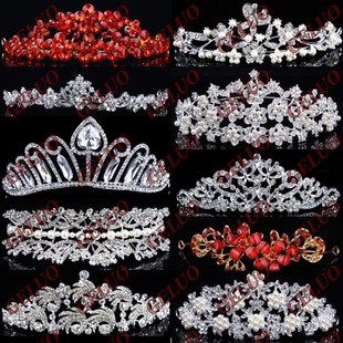  韩式新娘皇冠结婚头饰发饰配饰品/合金水钻珍珠头冠拍照造型必备